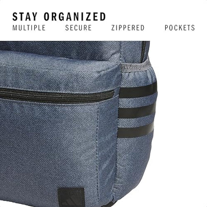 adidas Classic 3-Stripe Backpack for Laptop, School and Travel, 28L - color: Twill Onix Grey/Black