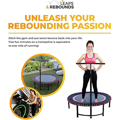 Leaps & ReBounds: Adjustable Stabilizer Bar - Fits All L&R Fitness Trampolines - Grippable & Cushy Foam Handles - Easy Assembly, Slips Over Existing Legs - Trampoline Sold Separately - size: 48