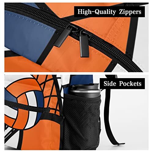 Volleyball Orange White Backpack Personalized Waterproof Casual Daypack Gift for Holiday Birthday - color: Design 4