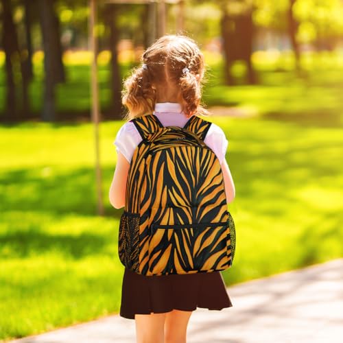 Tiger Print Backpack with Chest Strap, Casual Backpack for Women Men, 16 Inch Daypack for Travel Work, Animal - color: Purple