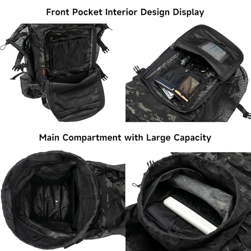 EXCELLENT ELITE SPANKER 40L Camping Hiking Backpack for Men and Women Tactical Military Backpack Large Rucksack for Outdoor Activities Travel Backpacking(MCB) - color: Multicam Black