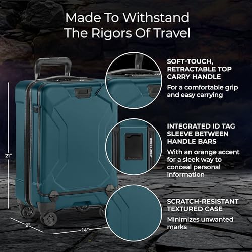 Briggs & Riley 21 Inch International Carry-On Luggage with Wheels - Small Rolling Hard Shell Heavy Duty Suitcase with Laptop Compartment - 360 Spinner Wheels - Torq Collection - Ocean - color: Ocean, size: 21"