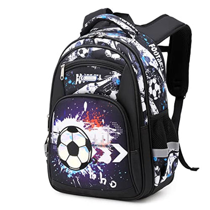 Cusangel Backpack for Boys Girls School Bookbags,Kindergarten Elementary Middle School Lightweight Waterproof Multifunctional Large Capacity for Backpack (16 inch Soccer Fun Prints) - color: Black Soccer 16in