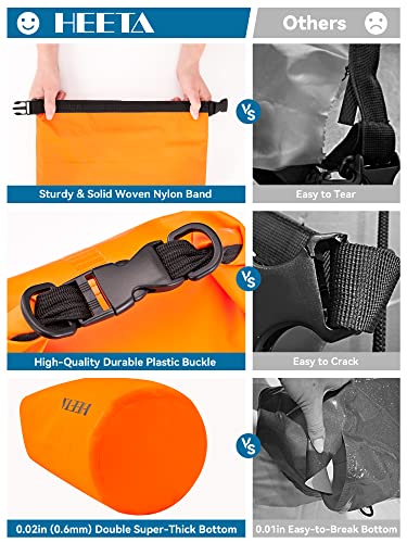 HEETA Waterproof Dry Bag Backpack with Emergency Whistle 5L/10L/20L/30L/40L - color: Orange, size: 5L