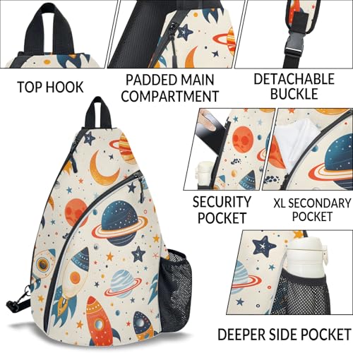 Pickleball Bag for Women Men Adjustable Crossbody Sling Backpack Hold Pickleball Paddle Water Bottle - color: Multicolor 12