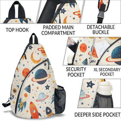 Pickleball Bag for Women Men Adjustable Crossbody Sling Backpack Hold Pickleball Paddle Water Bottle - color: Multicolor 12