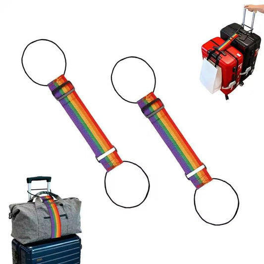 Luggage Straps for Suitcases，Multi-Use Strong Adjustable Luggage Connector Straps, Durable, Waterproof, Bungee Straps，Travel Suitcase Essential Travel Essentials (Colored Straps 2PCS) - color: 2Pcs Colored Straps