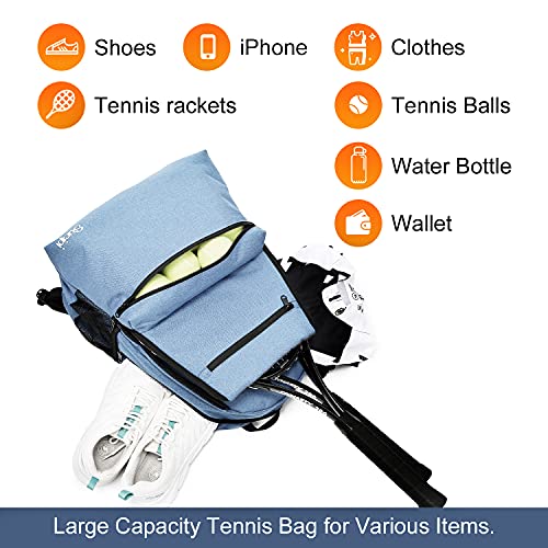 Sucipi Tennis Bag Professional Tennis Backpack for Men and Women Racket Bags Holds 2 Rackets with Ventilated Shoe Compartment - color: Sky Blue
