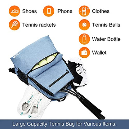Sucipi Tennis Bag Professional Tennis Backpack for Men and Women Racket Bags Holds 2 Rackets with Ventilated Shoe Compartment - color: Sky Blue