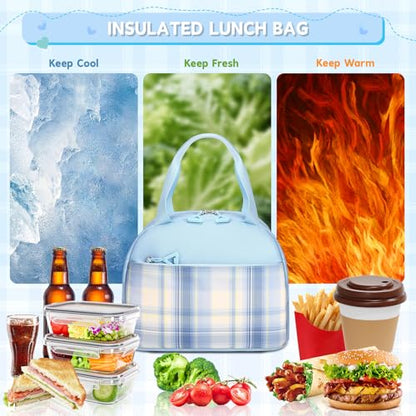 MUSEVOS Girls Backpack with Lunch Bag, Kindergarten Elementary Middle School Backpack, Large Capacity Kids Bookbag 3 Pcs Set (blue) - color: A-blue-3pcs Set