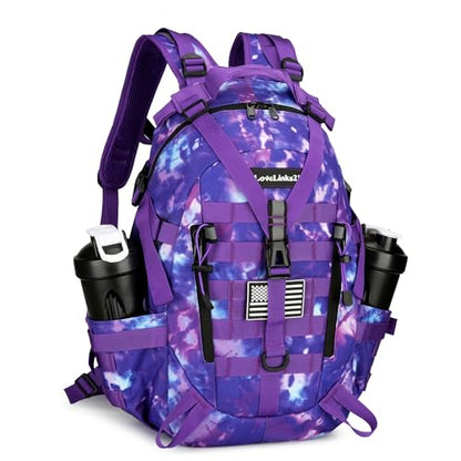 Lovelinks21 25L Tactical Backpack Hiking Daypacks Outdoor Military Molle Bag EDC Rucksack Motorcycle Backpack for Camping - color: Purple Tie Dye
