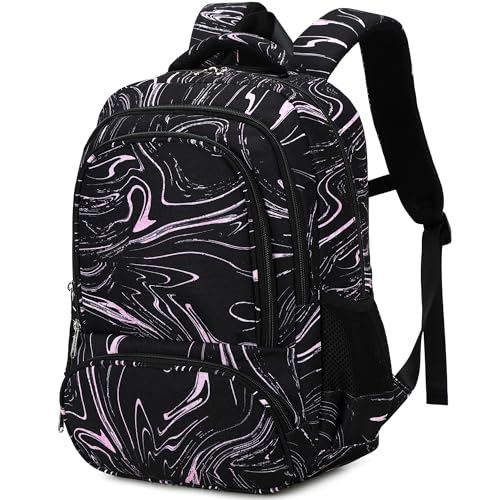abshoo Lightweight Kids Backpack For School Girls Teens Bookbag Kindergarten Elementary School Bags (Marble Black) - color: Marble Black