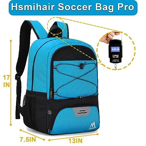 Hsmihair Soccer Bag-Soccer Backpack&Backpack for & Football Volleyball & Basketball,with Ball Compartment and Separate Cleat - color: Blue