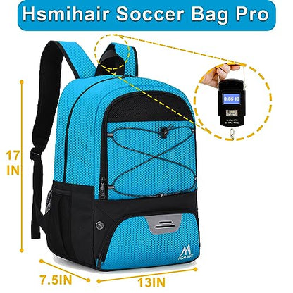Hsmihair Soccer Bag-Soccer Backpack&Backpack for & Football Volleyball & Basketball,with Ball Compartment and Separate Cleat - color: Blue