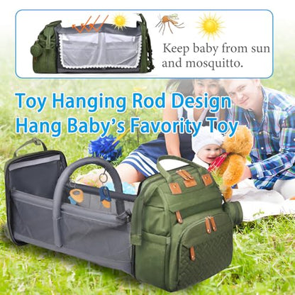 Jeryswet Baby Diaper Bags with Changing Station, Waterproof Large Capacity Diaper Bag Backpack for Moms Dads with USB Charging Port and Stroller Straps, Baby Shower Gifts, Green - color: Army Green