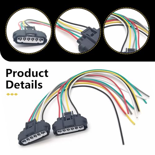 2 PCS Car Throttle Body Pigtail Connector, 6-Pin Throttle Position Sensor Connector Harness Plug, Six-wire TPS Wiring Harness Plug, OEM #90980-11858, Universal for Most Cars (Black)