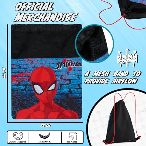 Disney Kids Drawstring Bags - Swimming Bag, School PE Bag (Red/Blue Spiderman) - color: Red/Blue Spiderman