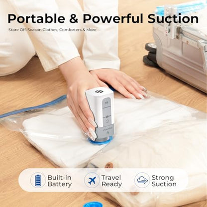 ETENWOLF Vacuum Storage Bags for Travel with Rechargeable Wireless Pump, Vacuum Seal Bags for Clothes and Travel, Space Saver Bags in Carry-On Sizes, Perfect for Luggage and Suitcases, 10 Large - size: 10 Large Size-E