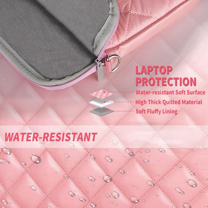 Puffy Quilted Laptop Sleeve with a Removable Shoulder Strap Compatible with MacBook Air 13 inch M2 A2681 M1 A2337 A2179 A1932 2023-2018/Pro 13 M2 M1 A2338 A2251 A2289 A2159 A1989 A1706 A1708 - color: Sleeve - Pink, size: 13 inch