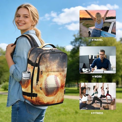 Travel Backpack with Shoe Compartment, 20L Large Capacity Laptop Backpack for Men Women, Baseball Daypack for Traveling Hiking Carry On