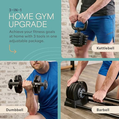 LifePro Adjustable Dumbbells Set – Quick-Adjust Space-Saving Weights with Anti-Slip Handle for Home Gym Strength Training - color: 43lb Single 3in1