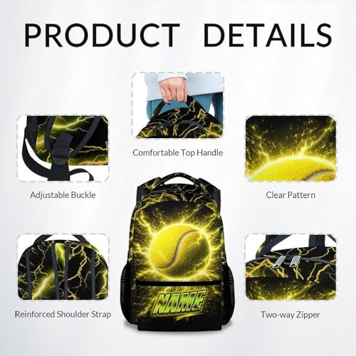 Boys Backpack Personalized School Backpacks for Kids Teens Sport Lovers, 17 Inch Custom Tennis Bookbags for Camping - color: Yellow
