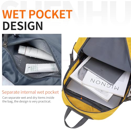 40L Hiking Backpack Lightweight Daypack Waterproof Travel Camping Backpack for Men Women Sport Packable - color: A8-yellow