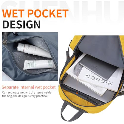 40L Hiking Backpack Lightweight Daypack Waterproof Travel Camping Backpack for Men Women Sport Packable - color: A8-yellow