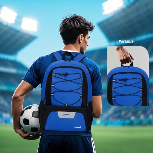 Goloni Soccer Bag, Basketball Bag with Ball Compartment & Shoe Compartment,Large Soccer Backpack for Basketball,Gym，Football - color: Blue