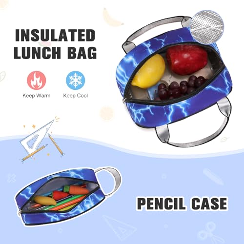 Bevalsa Backpack for Boys, Cool Luminous Boys Backpack with Sling Bag, Lunch Box & Pen Case, School Bags for Kids Children Teens Elementary Middle Schools, Bookbag Glow In The Dark (Lightning) - color: Lightning