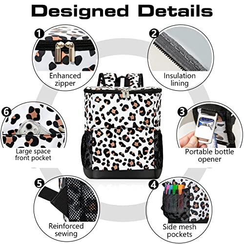 Wolka Cooler Backpack 30 Cans,Portable Backpack Coolers Insulated Leak Proof,Waterproof Soft Sided Cooler Bag for Travel,Beach,Camping,Picnic,Lunch Backpack for Women (Snow Leopard) - color: Snow Leopard