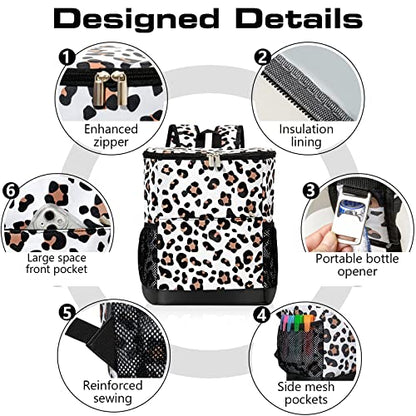 Wolka Cooler Backpack 30 Cans,Portable Backpack Coolers Insulated Leak Proof,Waterproof Soft Sided Cooler Bag for Travel,Beach,Camping,Picnic,Lunch Backpack for Women (Snow Leopard) - color: Snow Leopard