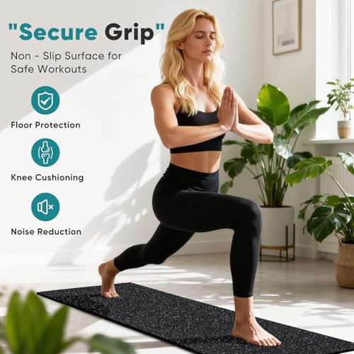 NEWBULIG Interlocking Foam/Rubber Floor Tiles, Gym Flooring for Home Gym Mat 24 inch Long, 1/2 Inch Thick, Foam/Rubber Mats for Floor, Garage, Workout Space, Non-Slip，6/12/36 pcs