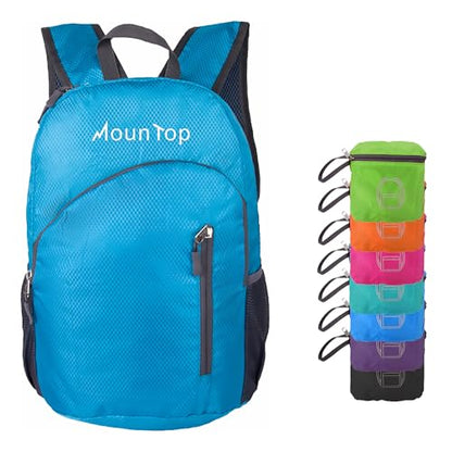 MounTop Outdoor Lightweight Foldable Water Resistant Backpack for Travel Hiking Riding - color: Blue