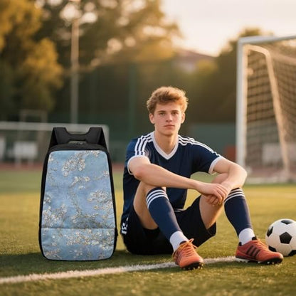 Basketball Backpack With Separate Ball Compartment And Shoes Fit Basketball Volleyball Football - color: Almond Blossom Blue