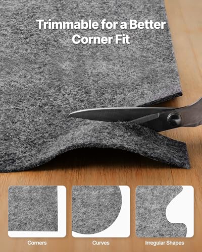 VEVOR Non-Slip Rug Pad 3 x 5 ft, Carpet Area Pad Gripper 0.22in Rug Mat Pad with Dual Surface Felt Cushion & Rubber Gripper, Hardwood Floor Protection for All Floors, Finishes, Keeps Carpets in Place - size: 5' x 3' (Rectangular)