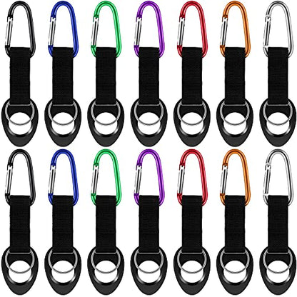 Mimorou 7 Pack Water Bottle Holder Clips, Silicone Bottle Ring Carrier with Aluminum Hooks Portable for Travel, Camping, Cycling & Backpack Accessories