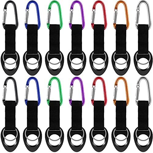 Mimorou 7 Pack Water Bottle Holder Clips, Silicone Bottle Ring Carrier with Aluminum Hooks Portable for Travel, Camping, Cycling & Backpack Accessories