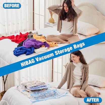 HIBAG Vacuum Storage Bags, 30-Pack Space Saver Vacuum Storage Bags, Vacuum Seal Bags for Clothing, Clothes, Comforters and Blankets (30C) - size: 30-COMBO