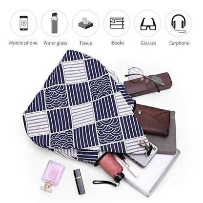 Black Butterfly Boho Small Backpack for Women, Casual Lightweight Daypack - color: Blue White