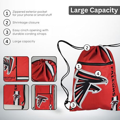 FOCO Atlanta Falcons NFL Drawstring Backpack with Zippered Pocket — Officially Licensed, Cordura Nylon - color: Atlanta Falcons