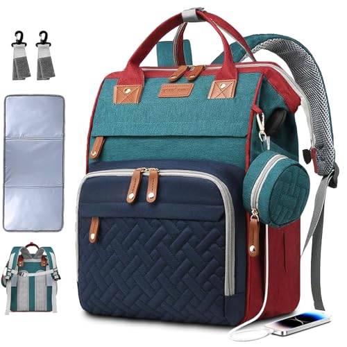 SHITIESHOU Diaper Bag Backpack Baby Bag for Mom Dad with Changing Pad, 19 Pockets, Large Waterproof Travel Baby Girl Boy Toddle Diaper Bag with Insulated Pocket, Baby Shower Gifts, Colorful - color: A Colorful