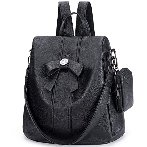 ZOCAI Backpack Purse for Women Fashion Backpack Purses PU Leather Daypacks Anti-Theft Shoulder Bag Satchel Purse - color: Black