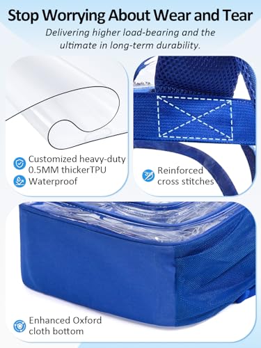 Double-Layer Clear Backpack Heavy Duty, 17 Inch Large Clear Bookbag, Transparent See Through Backpack For School, Work, College, Travel, Sport- Blue - color: 1# Blue, style: Pro Series (Double Layer)