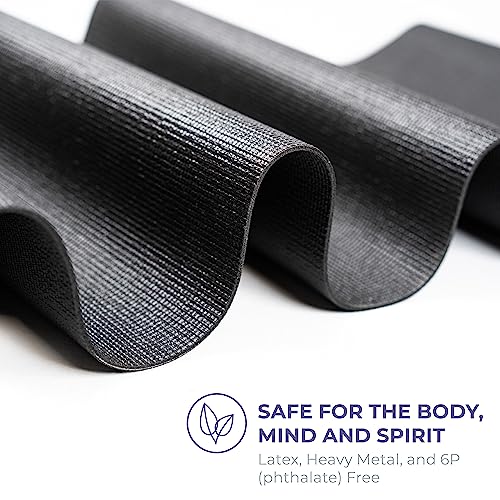 Voyage Yoga Mat, 6 Pack, 72" x 24" Professional Studio and Gym Bulk Yoga Mats, 5mm Thick, Durable, Anti-Tear, Non Slip Fitness and Exercise Mats - color: Black