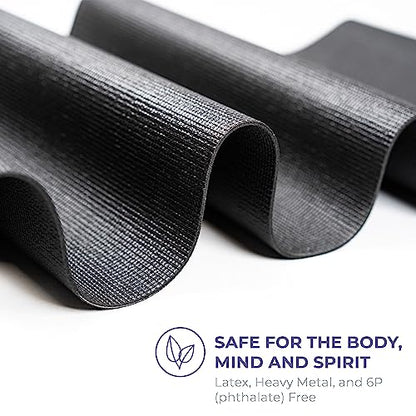 Voyage Yoga Mat, 6 Pack, 72" x 24" Professional Studio and Gym Bulk Yoga Mats, 5mm Thick, Durable, Anti-Tear, Non Slip Fitness and Exercise Mats - color: Black