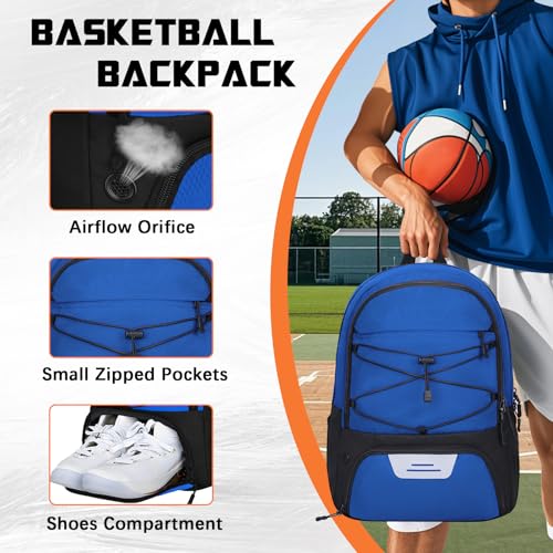 Goloni Soccer Backpack Bag with Separate Ball & Cleat Shoe Compartment,Sports Gym Backpack for Teen Girls Boys Men Women Kids - color: Dark Blue
