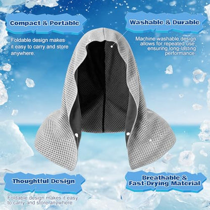 Honoson 20 Pcs12x25 Inch Cooling Hoodie Towel Bulk for Neck and Face 40x12 Inch Quick Dry Sweat Towels Instant Ice Cold Towel for Hot Weather Run Yoga Gym(Light Gray) - color: Light Gray