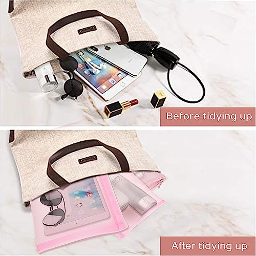 EASYFUN Mesh Pouch, Make up Bag with Zipper Cosmetic Organizer Pouch for Daily or Travel to Keep Small Items, 4 PCS Pink - color: Pink