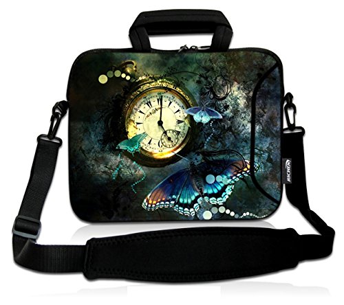 RICHEN 17 inch Laptop Shoulder Bag Carrying Case PC Cover Pouch with Handle Fits 15.6/16/17/17.3/17.4 inch Notebook (16-17.3 inch, Clock & Butterfly) - color: Clock & Butterfly
